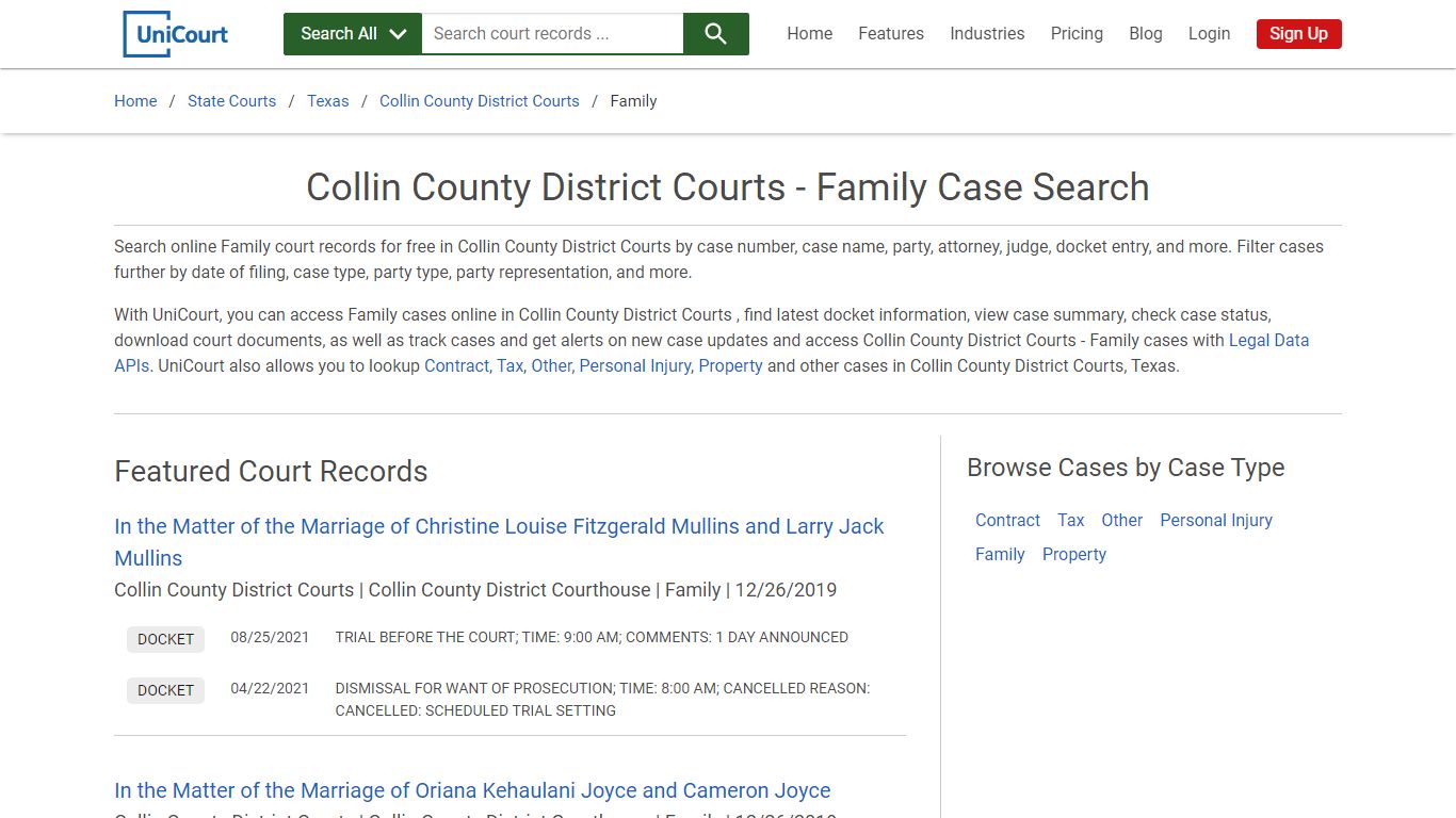 Family Case Search - Collin County District Courts, Texas