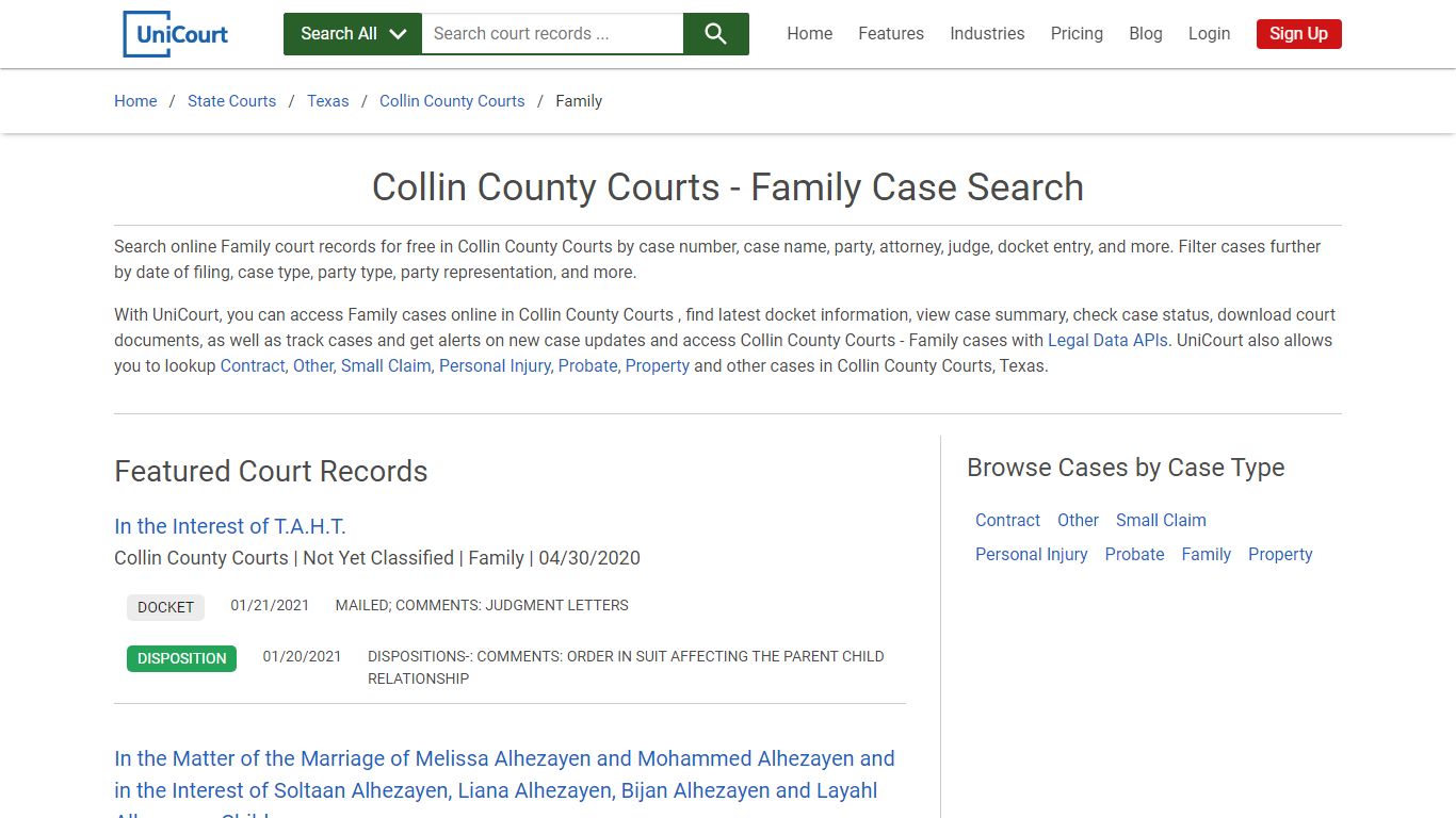 Family Case Search - Collin County Courts, Texas